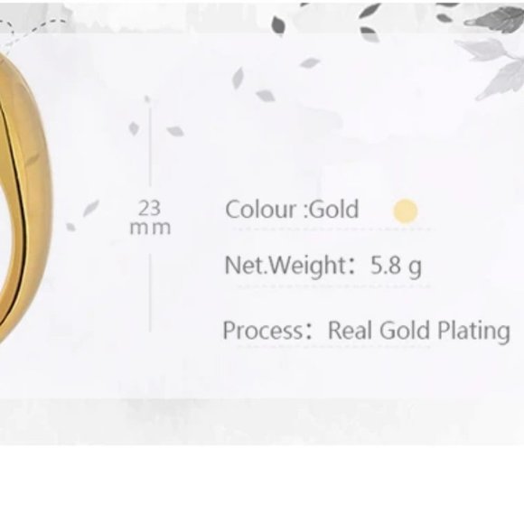 NEW 18K Gold Plated Waterdrop Open Adjustable Ring - Picture 3 of 4